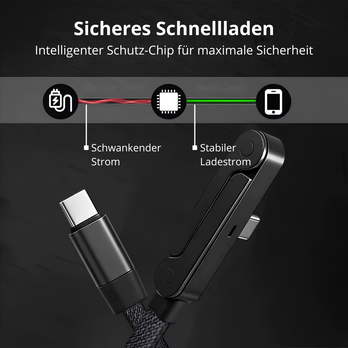 240W USB-C auf USB-C Kabel (1,5m) – Schnellladekabel mit innovativem Handy-Ständer & 180° Winkelstecker
